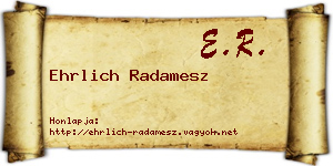 Ehrlich Radamesz névjegykártya
